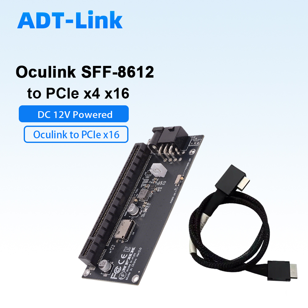 Oculink SFF-8612 Ke Kartu Adap - Pcie 4.0 X16 Riser Cable 90 Degree ulasan dan harga