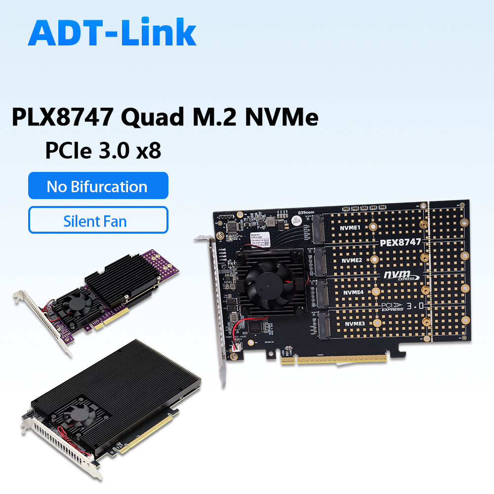 Kartu Ekspansi PLX8747 Quad M. - Quad M.2 Nvme Pcie Bifurcation Card ulasan dan harga